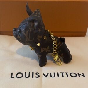 Louis Vuitton Monogram Dog Key Charm in Brown with Gold Hardware
